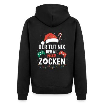 Gamer Gaming Gamer Gaming Christmas - Unisex Premium Organic Zip Hoodie - black - Back - Nico (187cm)