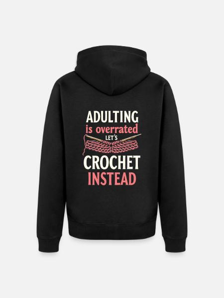 Crochet - Unisex Premium Organic Zip Hoodie - black