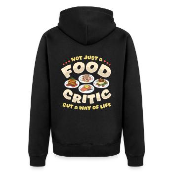 Critique gastronomique - Veste à capuche bio Premium Unisexe - noir - Dos - Nico (187cm)