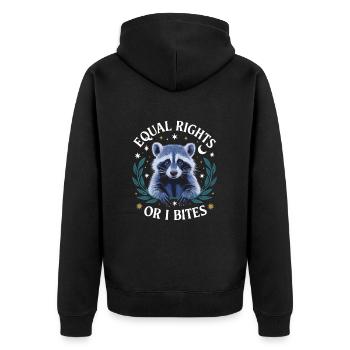 Anti-patriarcat L’égalité des droits ou je mords féministe - Veste à capuche bio Premium Unisexe - noir - Dos - Nico (187cm)