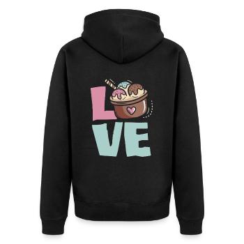 L’amour de la crème glacée pour les amateurs de crème glacée - Veste à capuche bio Premium Unisexe - noir - Dos - Nico (187cm)