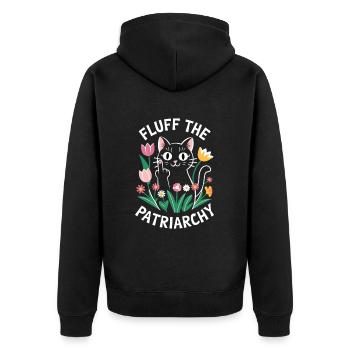 Fluff The Patriarchy Feminist Anti Patriarchy - Unisex Premium Bio Zip Hoodie - Schwarz - Hinten - Nico (187cm)