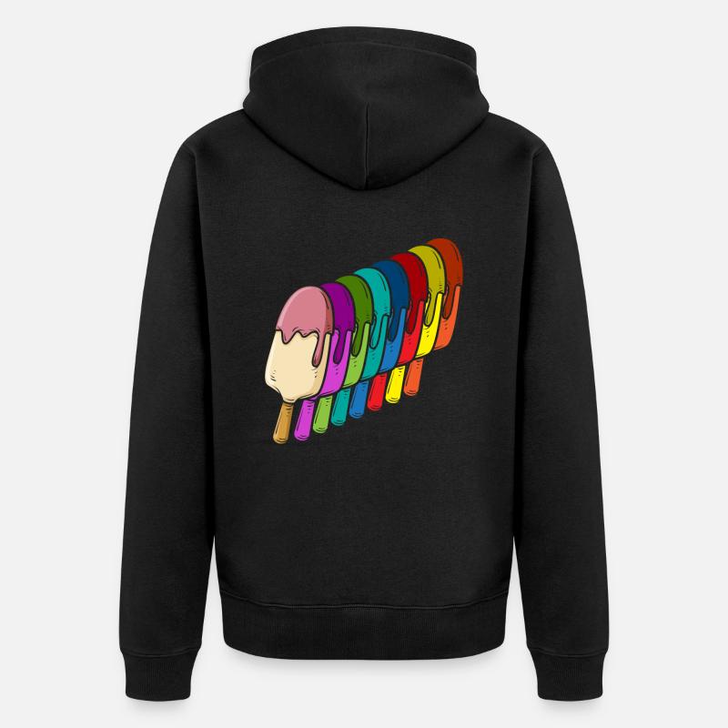 Amateur de crème glacée Arc-en-ciel - Veste à capuche bio Premium Unisexe - noir