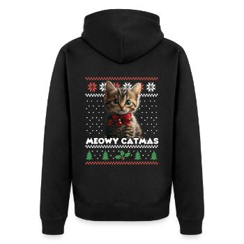 Le look de Noël assorti de Meowy Catma avec chaton - Veste à capuche bio Premium Unisexe - noir - Dos - Nico (187cm)