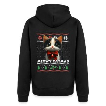 Meowy Catmas Noël assorti Look avec rouge - Veste à capuche bio Premium Unisexe - noir - Dos - Nico (187cm)