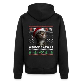 Le look de Noël assorti de Meowy Catma avec le chapeau du Père Noël - Veste à capuche bio Premium Unisexe - noir - Dos - Nico (187cm)