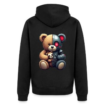 Robot Drôle Tech Ours En Peluche Cyborg Animal Ours - Veste à capuche bio Premium Unisexe - noir - Dos - Nico (187cm)