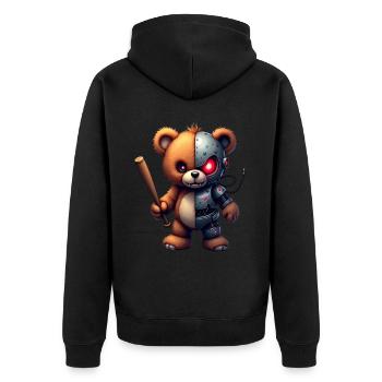 Lustige Roboter Tech Teddybär Cyborg Tier Bär - Unisex Premium Bio Zip Hoodie - Schwarz - Hinten - Nico (187cm)