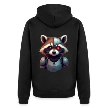 Lustige Roboter Tech Waschbär Cyborg Tier Raccoon - Unisex Premium Bio Zip Hoodie - Schwarz - Hinten - Nico (187cm)
