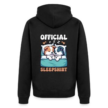 Official Sleeper Collie Lover Sleeps - Unisex Premium Organic Zip Hoodie - black - Back - Nico (187cm)