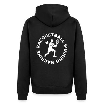 Racquetball Gewinner - Unisex Premium Bio Zip Hoodie - Schwarz - Hinten - Nico (187cm)