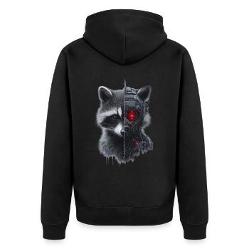 Lustige Roboter Tech Waschbär Cyborg Tier Raccoon - Unisex Premium Bio Zip Hoodie - Schwarz - Hinten - Nico (187cm)
