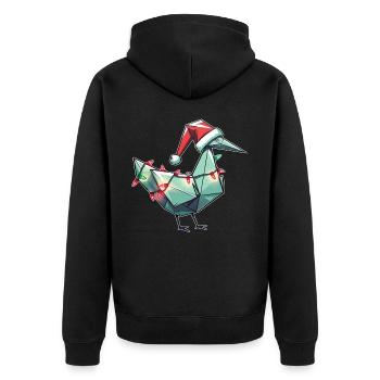 Origami Paper Crane Japanese Folding Technique - Unisex Premium Organic Zip Hoodie - black - Back - Nico (187cm)
