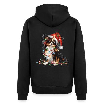 Mignon Papillon Chien Père Noël Chapeau Noël - Veste à capuche bio Premium Unisexe - noir - Dos - Nico (187cm)