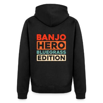 Banjo - Unisex Premium Bio Zip Hoodie - Schwarz - Hinten - Nico (187cm)