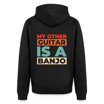 Banjo - Unisex Premium Bio Zip Hoodie - Schwarz - Hinten - Nico (187cm)