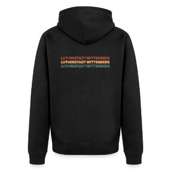 Deutsche Stadt Lutherstadt Wittenberg - Unisex Premium Bio Zip Hoodie - Schwarz - Hinten - Nico (187cm)