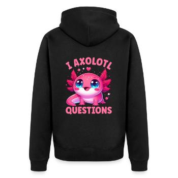Axolotl Süßer Amphibien -Haustierliebhaber Otaku - Unisex Premium Bio Zip Hoodie - Schwarz - Hinten - Nico (187cm)