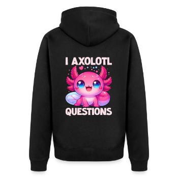 Axolotl Süßer Amphibien -Haustierliebhaber Otaku - Unisex Premium Bio Zip Hoodie - Schwarz - Hinten - Nico (187cm)