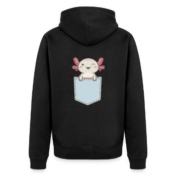 Axolotl Süßer Amphibien -Haustierliebhaber Otaku - Unisex Premium Bio Zip Hoodie - Schwarz - Hinten - Nico (187cm)