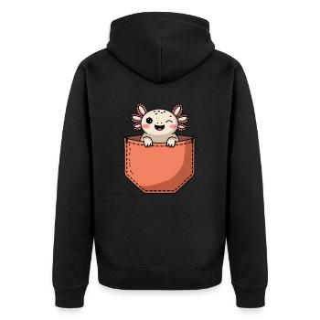 Axolotl Süßer Amphibien -Haustierliebhaber Otaku - Unisex Premium Bio Zip Hoodie - Schwarz - Hinten - Nico (187cm)