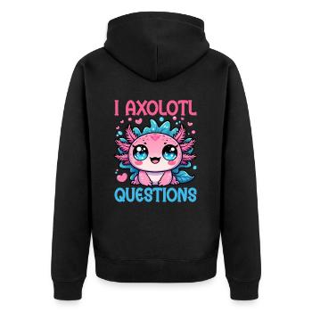 Axolotl Süßer Amphibien -Haustierliebhaber Otaku - Unisex Premium Bio Zip Hoodie - Schwarz - Hinten - Nico (187cm)