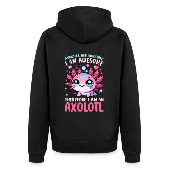 Axolotl Süßer Amphibien -Haustierliebhaber Otaku - Unisex Premium Bio Zip Hoodie - Schwarz - Hinten - Nico (187cm)