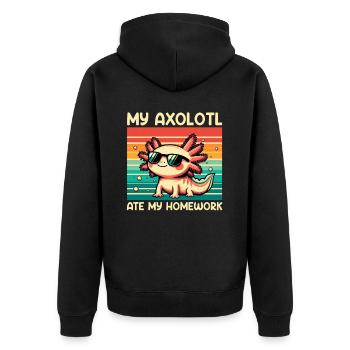 Axolotl Süßer Amphibien -Haustierliebhaber Otaku - Unisex Premium Bio Zip Hoodie - Schwarz - Hinten - Nico (187cm)