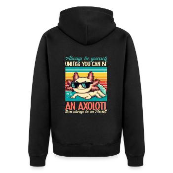 Axolotl Süßer Amphibien -Haustierliebhaber Otaku - Unisex Premium Bio Zip Hoodie - Schwarz - Hinten - Nico (187cm)