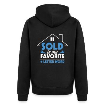 Immobilienmakler - Unisex Premium Bio Zip Hoodie - Schwarz - Hinten - Nico (187cm)