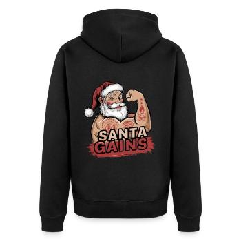 Lustiger Weihnachtsmann Weihnachts-Workout - Unisex Premium Bio Zip Hoodie - Schwarz - Hinten - Nico (187cm)