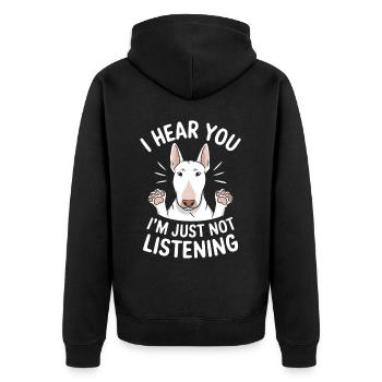 Bullterrier Spruch Lustiges Bullterrier Geschenk - Unisex Premium Bio Zip Hoodie - Schwarz - Hinten - Nico (187cm)