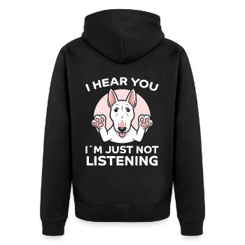 Bullterrier Spruch Lustiges Bullterrier Geschenk - Unisex Premium Bio Zip Hoodie - Schwarz - Hinten - Nico (187cm)