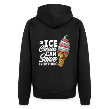 Eiscreme Liebhaber - Eis Kann Alles Lösen - Unisex Premium Bio Zip Hoodie - Schwarz - Hinten - Nico (187cm)