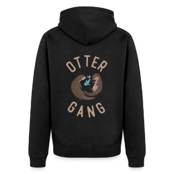 Otter Otter Gang - Unisex Premium Bio Zip Hoodie - Schwarz - Hinten - Nico (187cm)