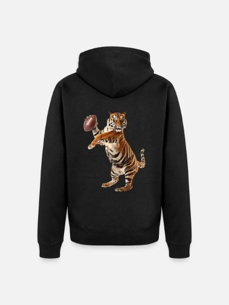 Bengalischer Tiger Fußball - Unisex Premium Bio Zip Hoodie - Schwarz