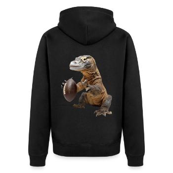 Komodowaran Fußball - Unisex Premium Bio Zip Hoodie - Schwarz - Hinten - Nico (187cm)