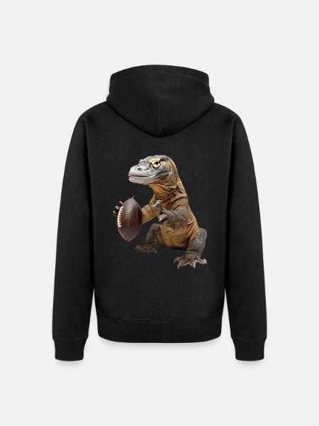 Komodowaran Fußball - Unisex Premium Bio Zip Hoodie - Schwarz