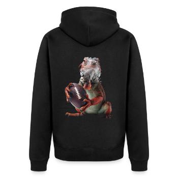Iguana Football - Unisex Premium Organic Zip Hoodie - black - Back - Nico (187cm)