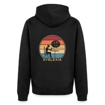 Retro Apraxia Dyslexia Articulation Disorder - Unisex Premium Organic Zip Hoodie - black - Back - Nico (187cm)