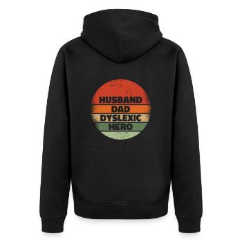 Ehemann Papa Legastheniker Held Legasthenie Apraxie - Unisex Premium Bio Zip Hoodie - Schwarz - Hinten - Nico (187cm)