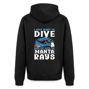 Manta Rays Great Manta Sea Creatures - Unisex Premium Organic Zip Hoodie - black - Back - Nico (187cm)