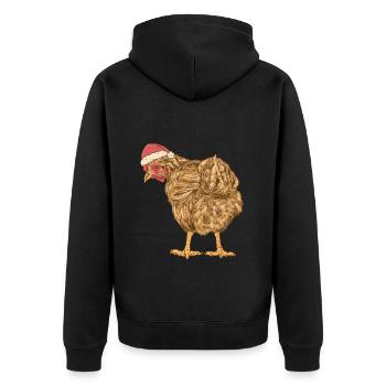 Poulet Père Noël Poule Père Noël Volaille Noël - Veste à capuche bio Premium Unisexe - noir - Dos - Nico (187cm)