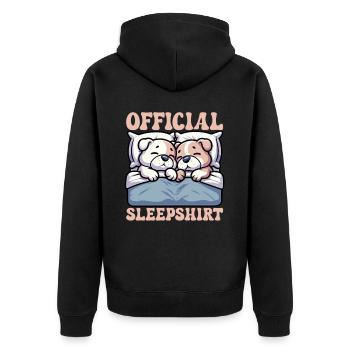 Official Sleeping House Bulldog Lover Lazy - Unisex Premium Organic Zip Hoodie - black - Back - Nico (187cm)