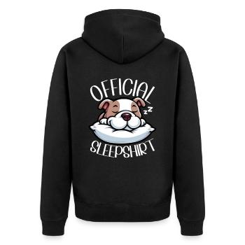 Official Sleeping House Bulldog Lover Lazy - Unisex Premium Organic Zip Hoodie - black - Back - Nico (187cm)