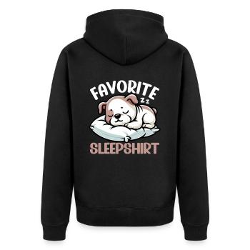Official Sleeping House Bulldog Lover Lazy - Unisex Premium Organic Zip Hoodie - black - Back - Nico (187cm)