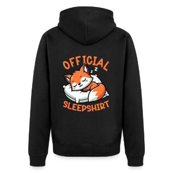 Official Sleeper Fox Cute Funny Lazy - Unisex Premium Organic Zip Hoodie - black - Back - Nico (187cm)