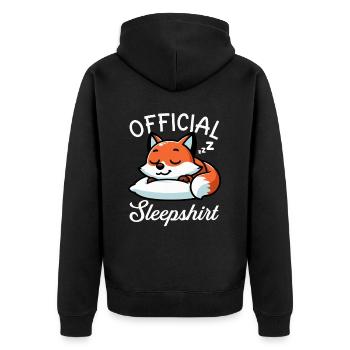 Official Sleeper Fox Cute Funny Lazy - Unisex Premium Organic Zip Hoodie - black - Back - Nico (187cm)