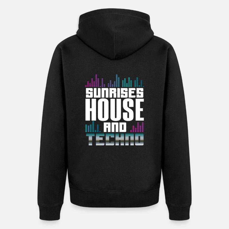 Sunrises House Et Techno Lover - Veste à capuche bio Premium Unisexe - noir
