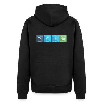 Techno Liebhaber Periodensystem Chemie - Unisex Premium Bio Zip Hoodie - Schwarz - Hinten - Nico (187cm)